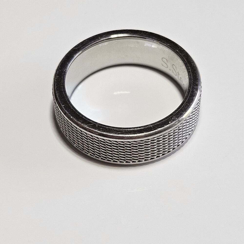 Mesh Textured Comfort Fit Stainless Steel Wedding Band Ring Size 11 - Picture 12 of 13